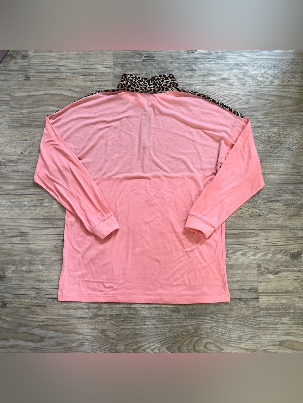 Sunshine & Rodeos Women’s Peach LeopardPrint Quarter Zip Pullover Top Rodeo Chic - Picture 6 of 10